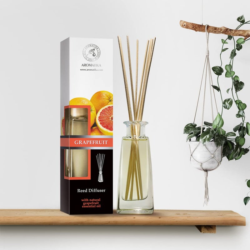 AROMATIKA Grapefruit Reed Diffuser with Grapefruit Oil, 100ml, 9 Piece Set, Scented Reed Diffuser, Long Lasting Aroma, Bamboo Sticks, Home, Office - Image 2